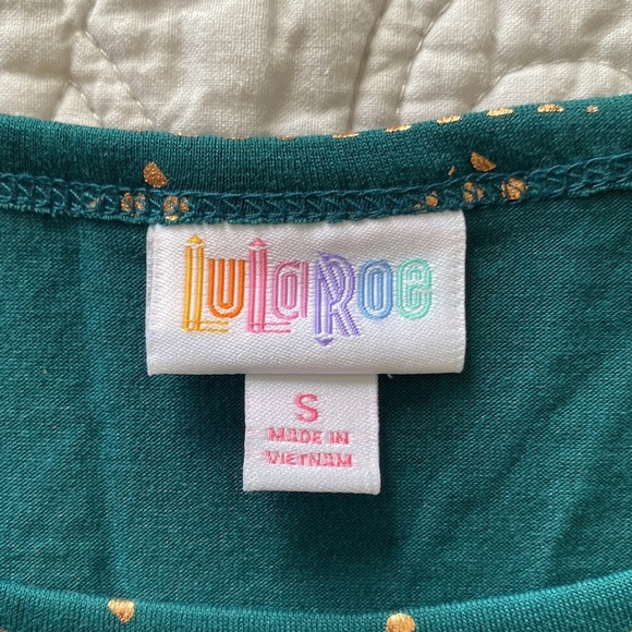 LuLaRoe Elegant Forest Green and Rose Gold Carly Dress - Picture 10 of 11